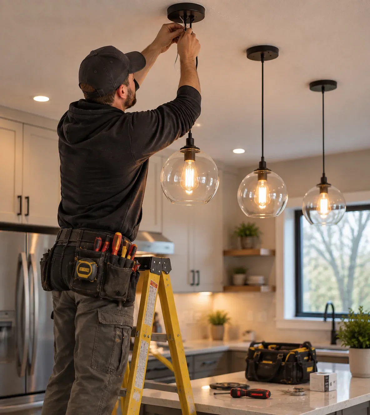 Indoor lighting installation in a finished Kitchener home