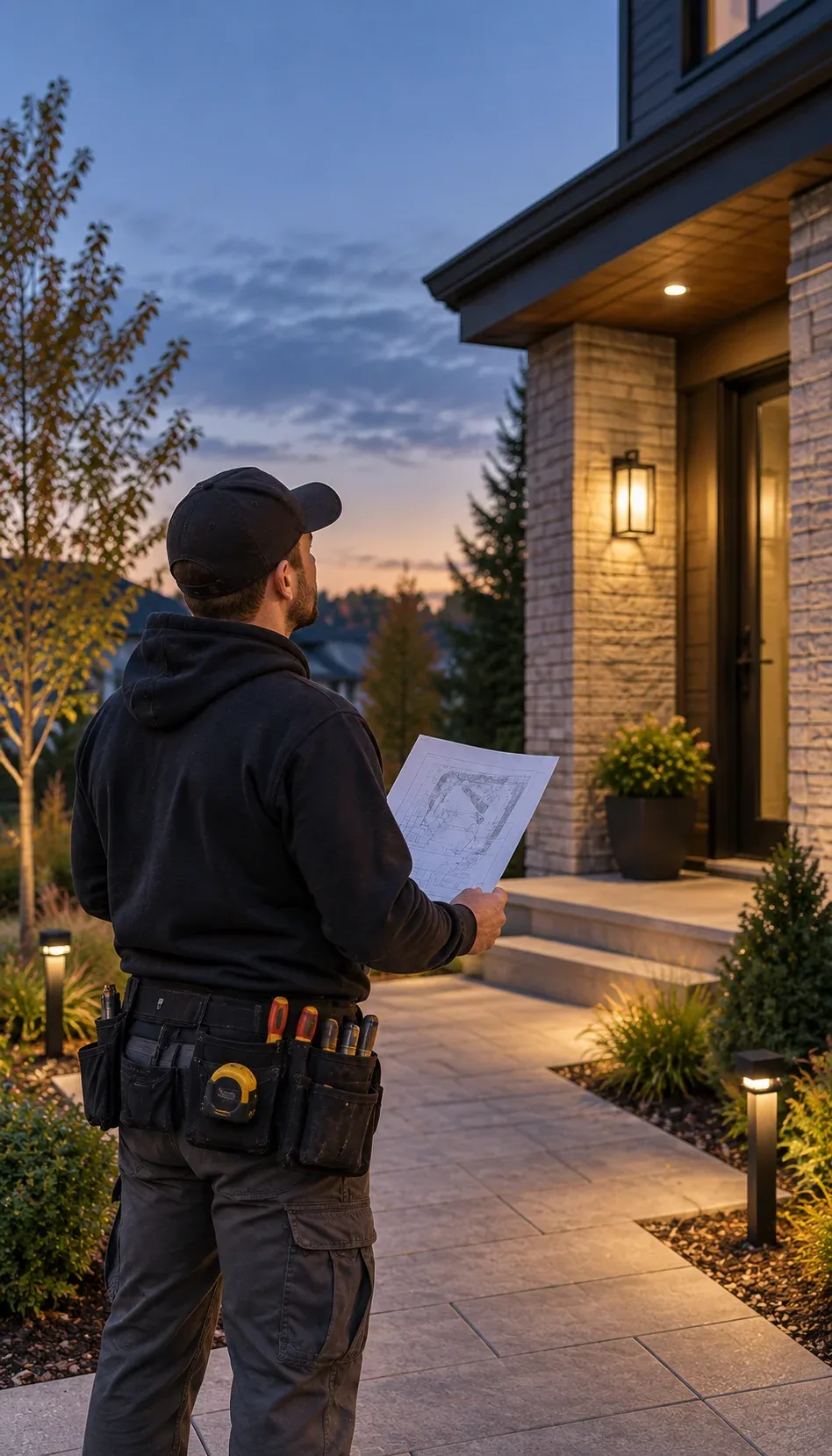 Electrician planning lighting installation in a renovated Kitchener interior