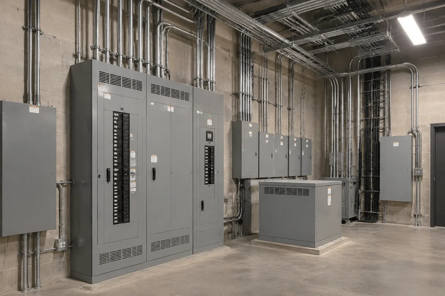 Commercial electrical equipment and panel work in a Kitchener business property